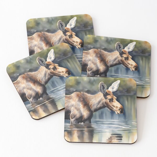 Item preview, Moose Calf in Lake designed and sold by CalmnessbyChoice.