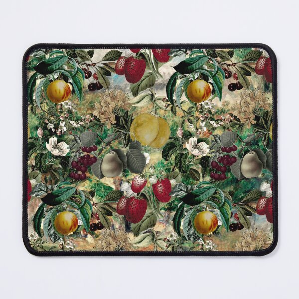 Item preview, Vintage fruit garden pattern, strawberries, vintage botanical, fruit pattern, yellow floral illustration designed and sold by ZeinabTaha.