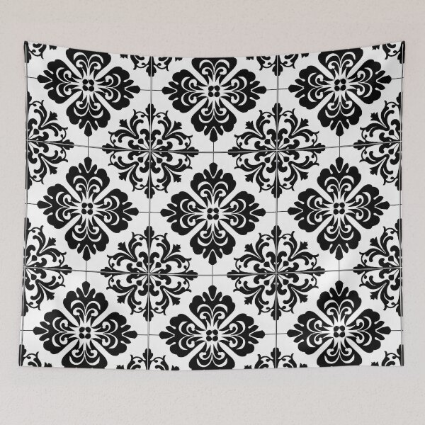 Item preview, Classic Andalusian Black & White Tile Pattern designed and sold by VoyteksDesigns.