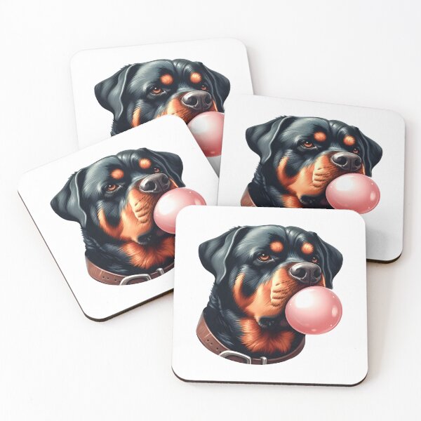 Item preview, Rottweiler Dog Blowing a bubble Illustration Portrait. Funny Dog designed and sold by SideKickCreates.