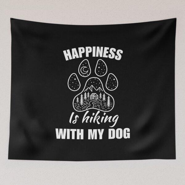 Item preview, Happiness is hiking with my dog, hiking with my puppy, hiking dad or mom quote designed and sold by NBSStore.