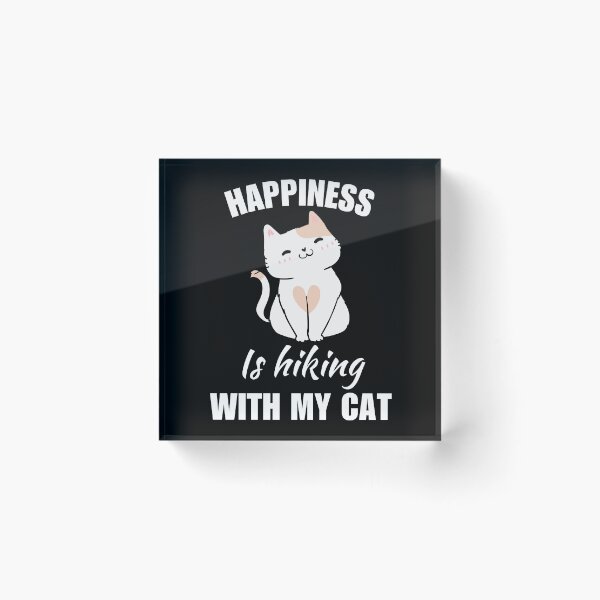 Item preview, Happiness is hiking with my cat, hiking dad or mom enthusiast fan quote designed and sold by NBSStore.