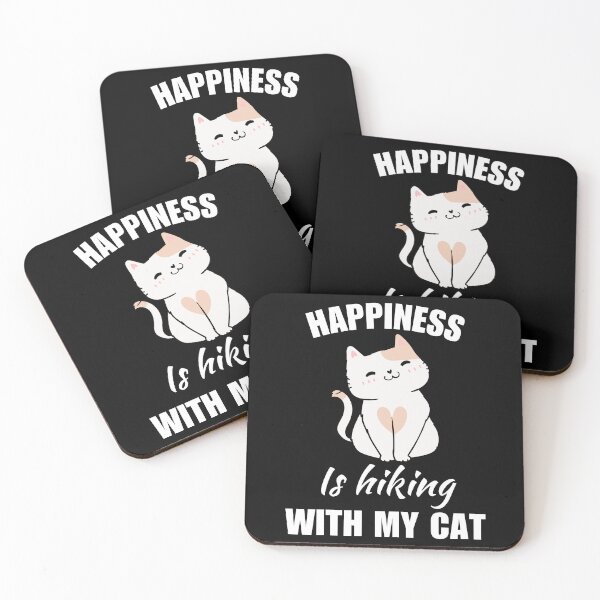 Item preview, Happiness is hiking with my cat, hiking dad or mom enthusiast fan quote designed and sold by NBSStore.
