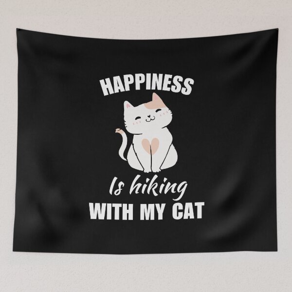 Item preview, Happiness is hiking with my cat, hiking dad or mom enthusiast fan quote designed and sold by NBSStore.