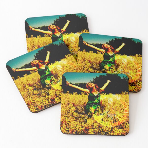 Item preview, a hippie woman jumping in the field designed and sold by bernhagen.
