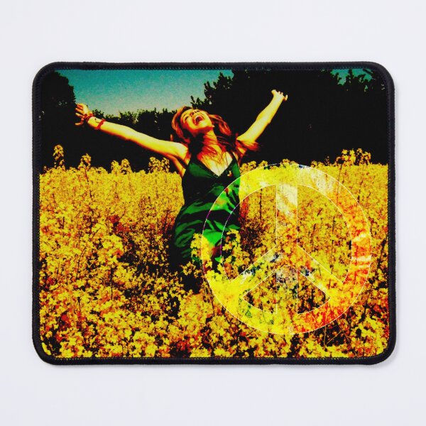 Item preview, a hippie woman jumping in the field designed and sold by bernhagen.