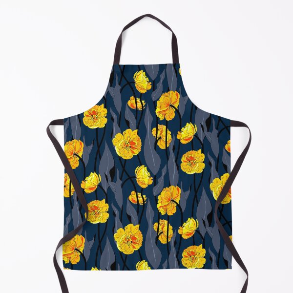 Item preview, double tulip vines - orange on dark blue designed and sold by kobyakov.
