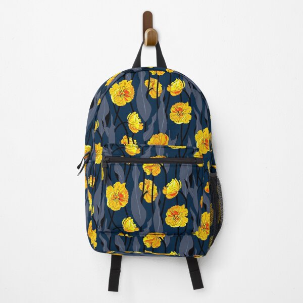 Item preview, double tulip vines - orange on dark blue designed and sold by kobyakov.
