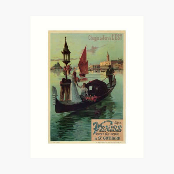 Item preview, Paris Venice Italy vintage travel ad romantic designed and sold by aapshop.