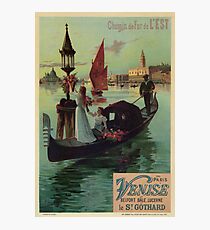 Paris Venice Italy vintage travel ad romantic Photographic Print