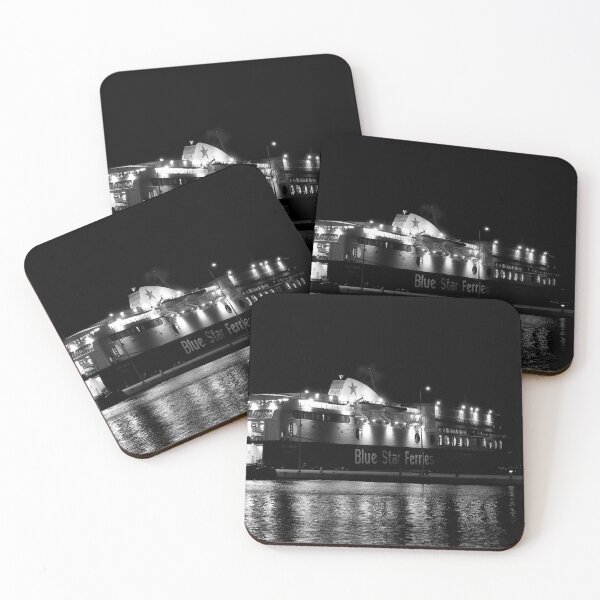 Item preview, Ferry at night, Kos Town, monochrome designed and sold by paulboizot.