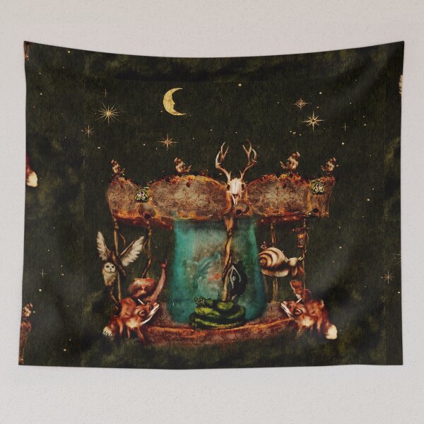 Item preview, Dark Academia Aesthetic Art A Fantasy Watercolor Carousel  designed and sold by Monica Laipple.