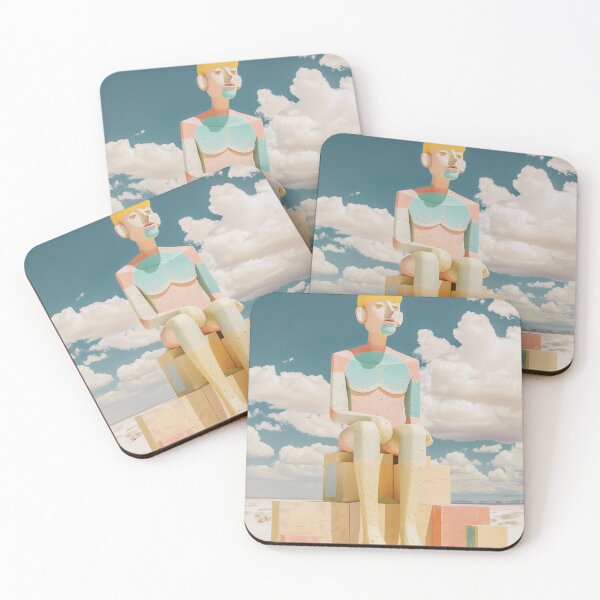 Item preview, A colorful statue of a man sitting on a stack of boxes designed and sold by Wadokezumo.
