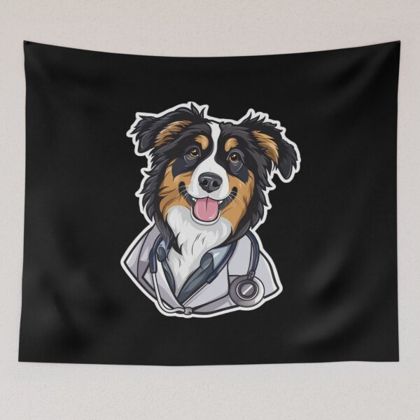 Item preview, Dogtor Aussie funny animals Sticker designed and sold by artMadlen.