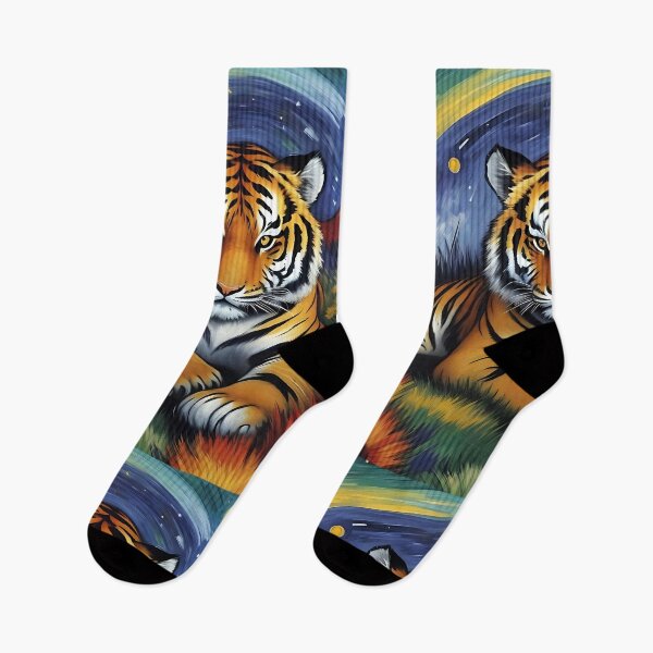 Artikelvorschau, Majestätischer Tiger unter dem funkelnden Nachthimmel mit Sternen entworfen und verkauft von Frostquest.