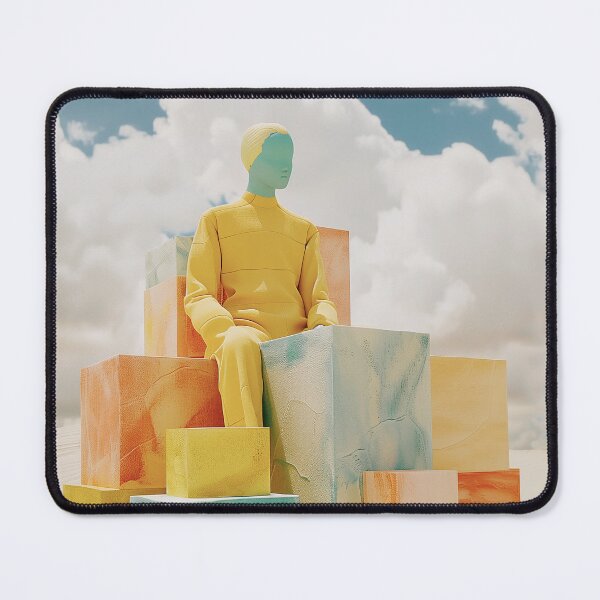 Item preview, A man in a yellow shirt sits on a stack of colorful blocks designed and sold by Wadokezumo.