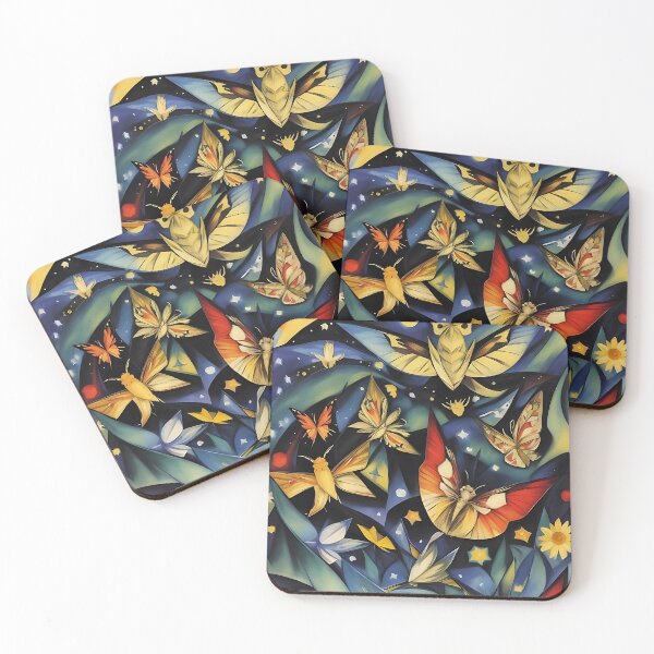 Item preview, Majestic moths in the sparkling night sky with stars designed and sold by Frostquest.