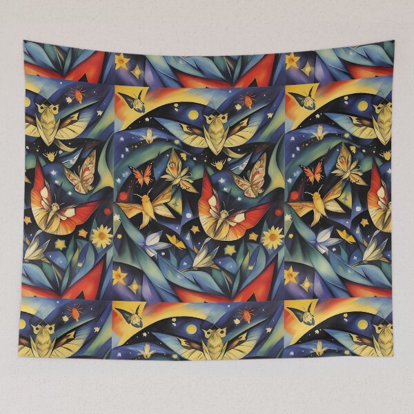 Item preview, Majestic moths in the sparkling night sky with stars designed and sold by Frostquest.
