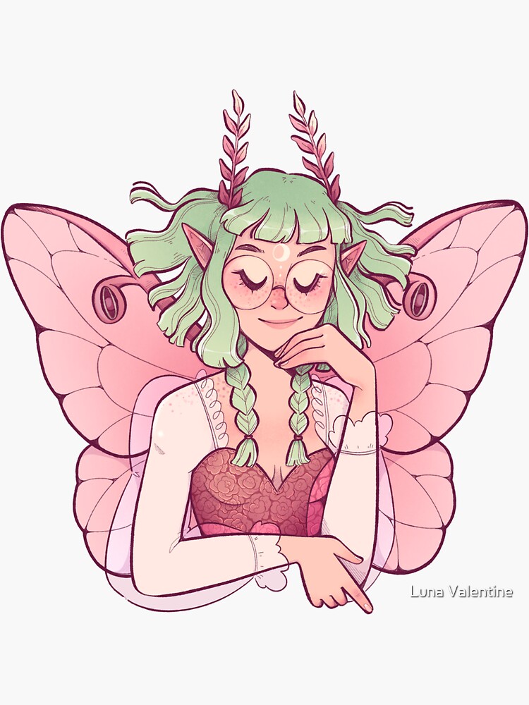 Thumbnail 3 of 3, Sticker, Moth Fairy - Dark Academia designed and sold by luna-valentine.
