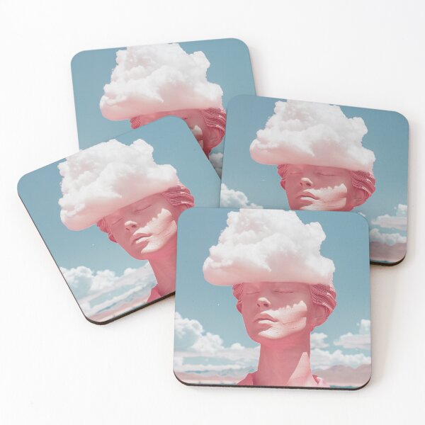 Item preview, A woman's pink statue face is painted pink and she is wearing a cloud on her head designed and sold by Wadokezumo.