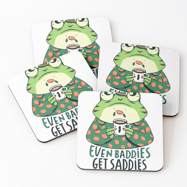 Item preview,  Even Baddies Get Saddies funny green frog coffee jokes designed and sold by Micro-dose.