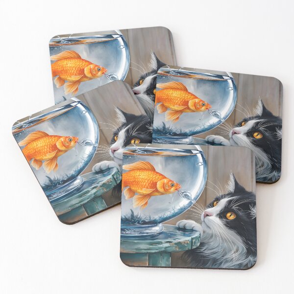 Item preview, Whimsical Cat and Goldfish Adventure designed and sold by MarinaFila.