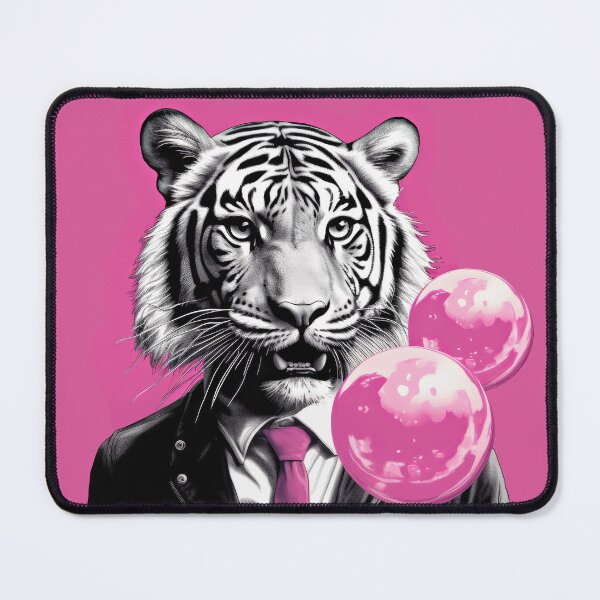 Item preview, Tiger in suit blowing pink bubble gum designed and sold by MagicColorPrint.