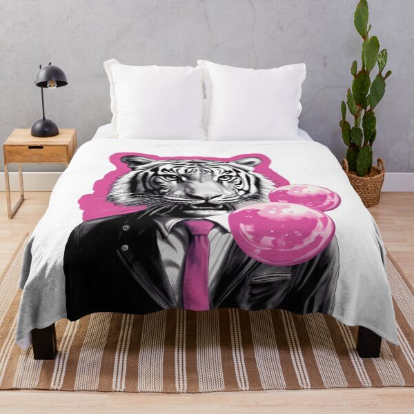 Item preview, Tiger in suit blowing pink bubble gum designed and sold by MagicColorPrint.