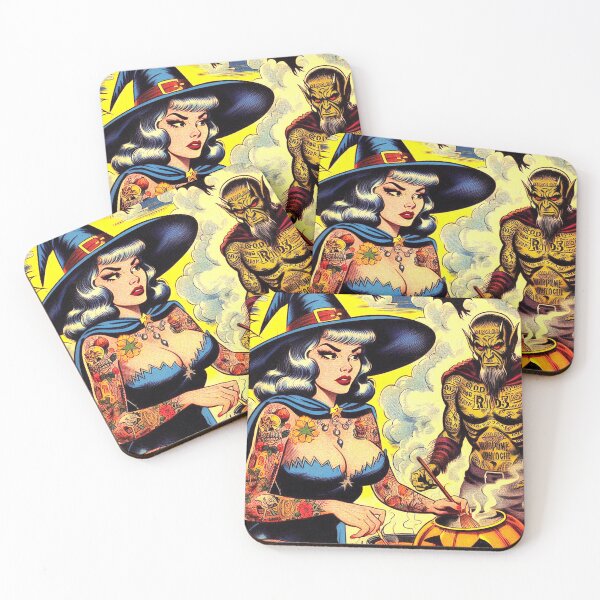 Item preview, Vintage Halloween Witch Pin-up designed and sold by PulpVintage.