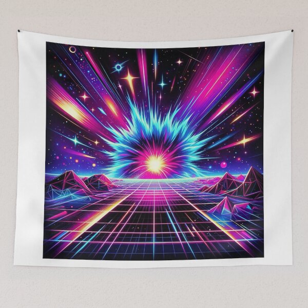 Item preview, Synthwave Supernova Neon Pattern Sticker T-shirt designed and sold by EWNDesigns.