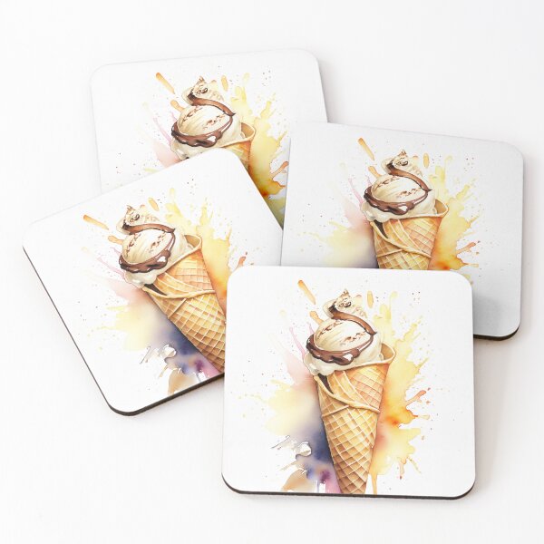 Item preview, Colorful illustration of an ice cream cone with dynamic paint splashes, blending realism and abstract art designed and sold by homydesign.