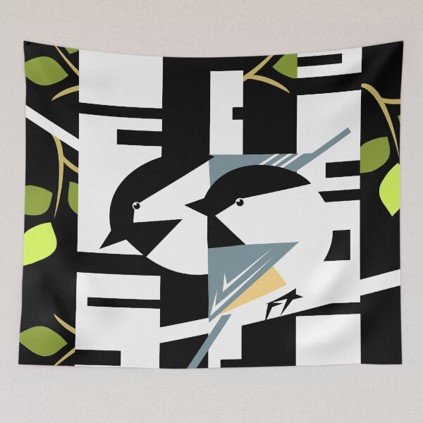 Item preview, Black Capped Chickadees On Birch Tree Branch designed and sold by studioart.