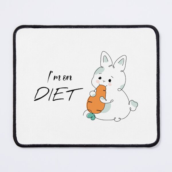Item preview, Cute rabbit | I'm on diet |  Cuteness | line art | funny quote | designed and sold by GeorgetaHere.