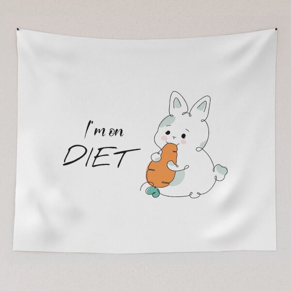 Item preview, Cute rabbit | I'm on diet |  Cuteness | line art | funny quote | designed and sold by GeorgetaHere.