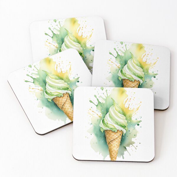 Item preview, Viibrant illustration of a green and yellow ice cream cone amidst colorful splashes designed and sold by homydesign.
