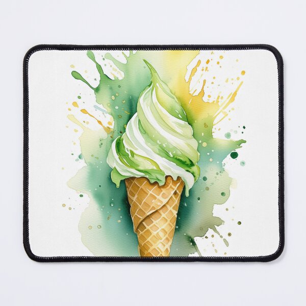 Item preview, Viibrant illustration of a green and yellow ice cream cone amidst colorful splashes designed and sold by homydesign.