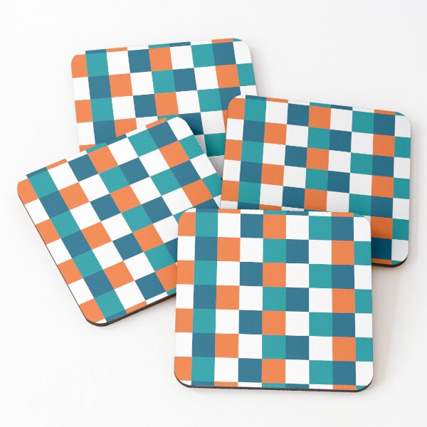 Item preview, Miami Checkered Pattern in Aqua, Orange, White and Blue designed and sold by Deutschic.