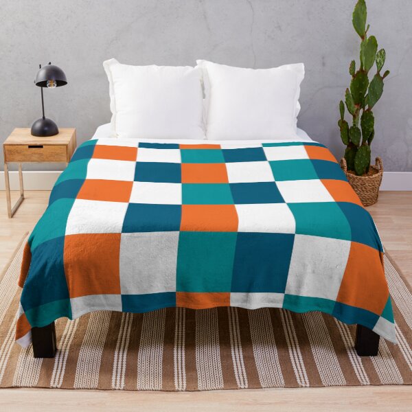 Item preview, Miami Checkered Pattern in Aqua, Orange, White and Blue designed and sold by Deutschic.