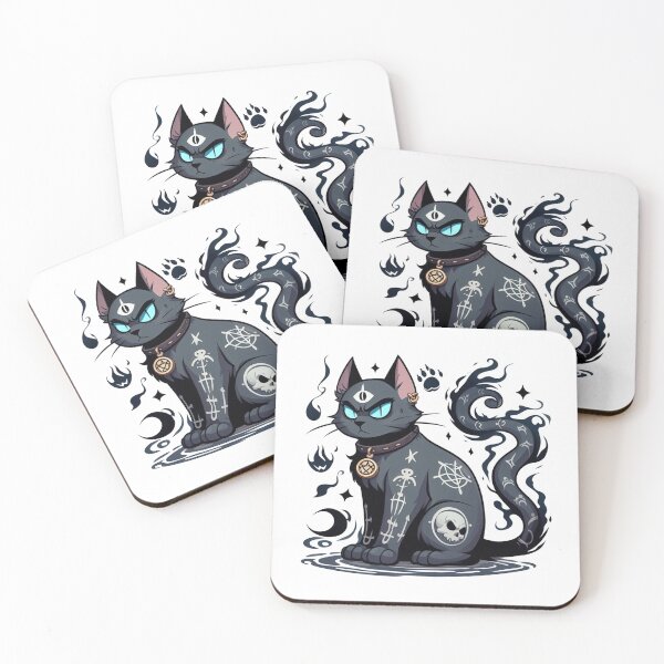 Aperçu de l'œuvre cool Cursed Cat Alastor with blue eyes and tattoos créée et vendue par bouslama_shop ⭐️⭐️⭐️⭐️⭐️.
