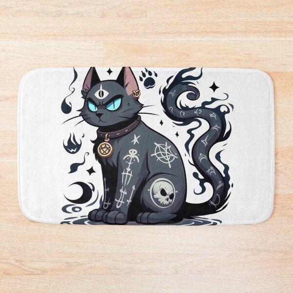 Aperçu de l'œuvre cool Cursed Cat Alastor with blue eyes and tattoos  créée et vendue par bouslama_shop  ⭐️⭐️⭐️⭐️⭐️.