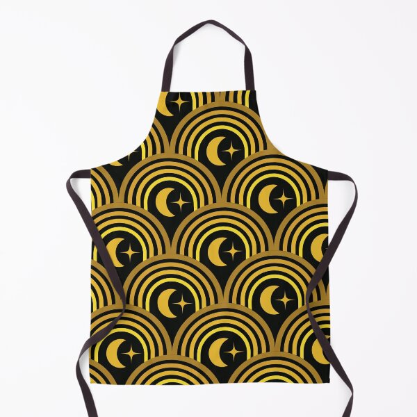 Item preview, Art Deco Abstract Crescent Moon Pattern on Black designed and sold by Yasminepatterns .