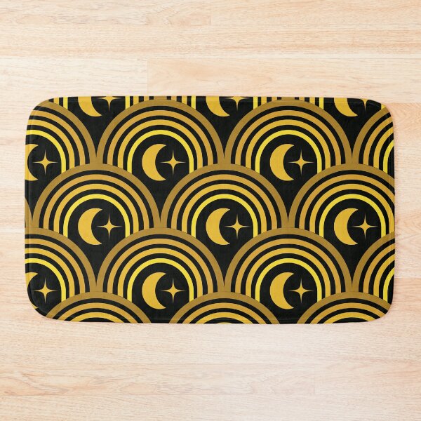 Item preview, Art Deco Abstract Crescent Moon Pattern on Black  designed and sold by Yasminepatterns .