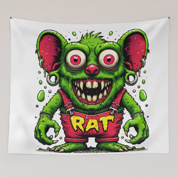 Item preview, Zany Green Rat Monster - Vibrant Cartoon Art designed and sold by Designowner.