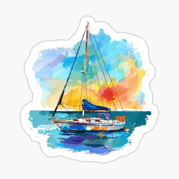 Item preview, Sailboat Rainbow Sky Sticker designed and sold by FaithfulFind.