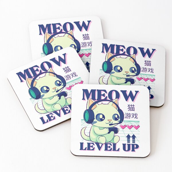 Item preview, Cute gamer cat cartoon Meow Level up  designed and sold by MotivaChic.