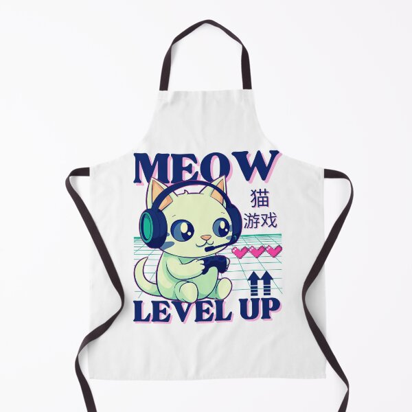 Item preview, Cute gamer cat cartoon Meow Level up  designed and sold by MotivaChic.