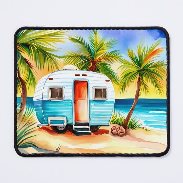 Item preview, Vintage Style Travel Trailer on Beach (1109) designed and sold by FeatureGifts.