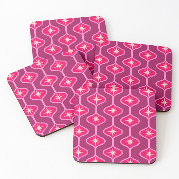 Item preview, Mid Century Retro Starbursts on Red Ogee Pattern  designed and sold by Yasminepatterns .