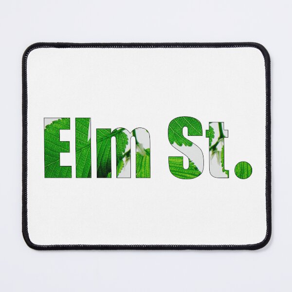 Item preview, Elm Street Outlined Version Street Name with elm leaf background designed and sold by TheMugDirectory.