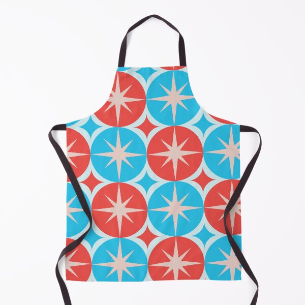 Item preview, Mid Century White Atomic Starbursts On Red and Blue Circles designed and sold by Yasminepatterns .